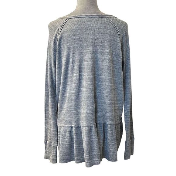 Free People We The Free Gray Henley Peplum Top Women's M Long Sleeve - Picture 3 of 7